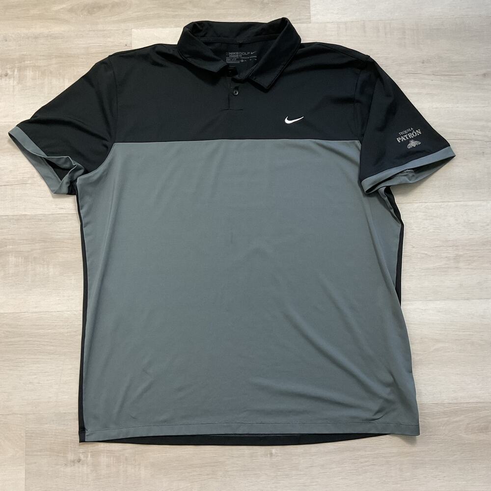 Nike Golf Dri Fit Standard Fit Quarter Button Patron Tequila Black and Grey XL